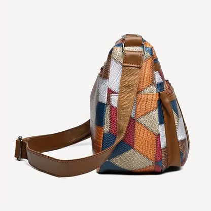 Elegante Bolso Bandolera Geométrico de Cuero Sintético para Mujer